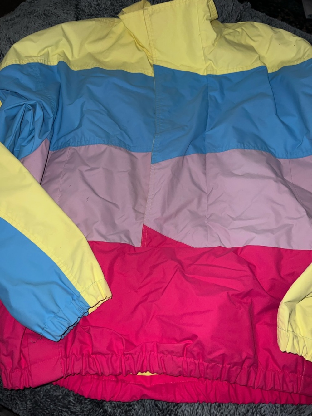 Vintage Colorblock Retro Pastel  Windbreaker Jacket  Adult XL GUC see all pics